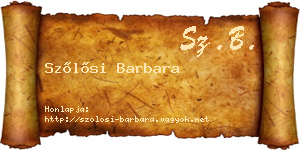 Szőlősi Barbara névjegykártya
